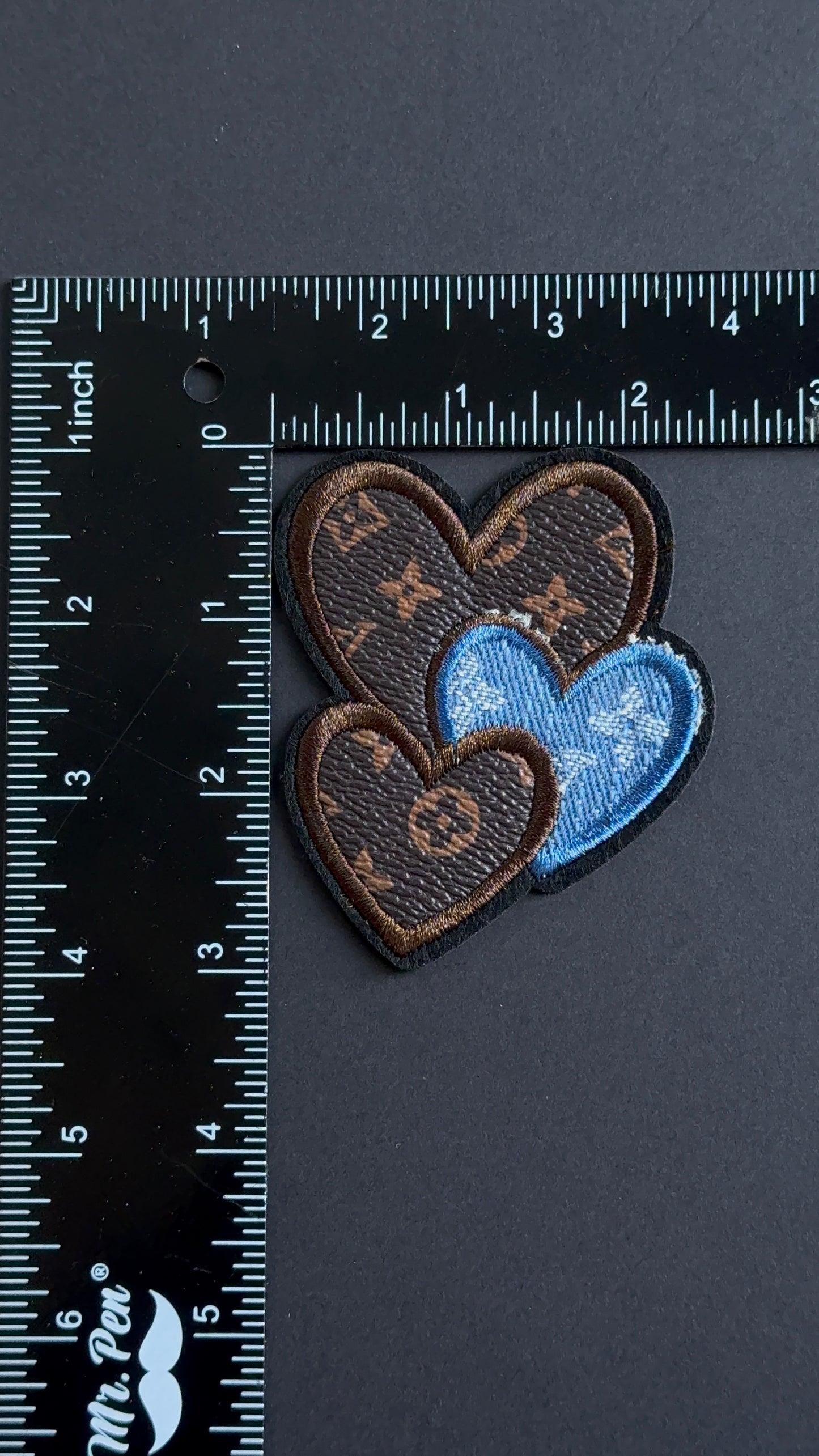 Leather & Denim Heart LV patch