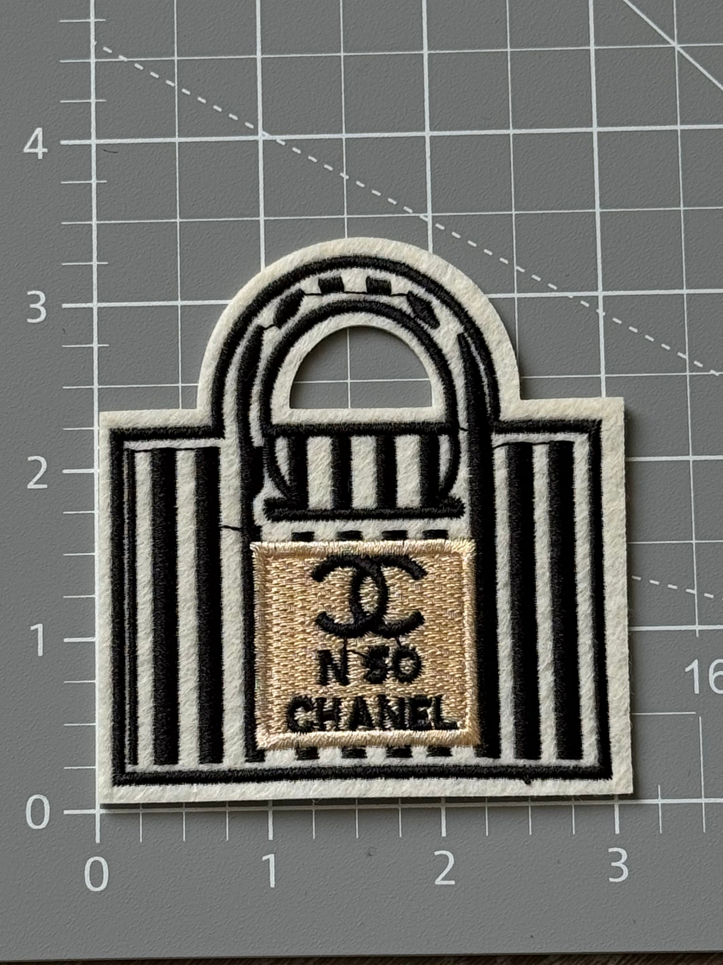 Black and Creme Stripe C.C Purse Patch