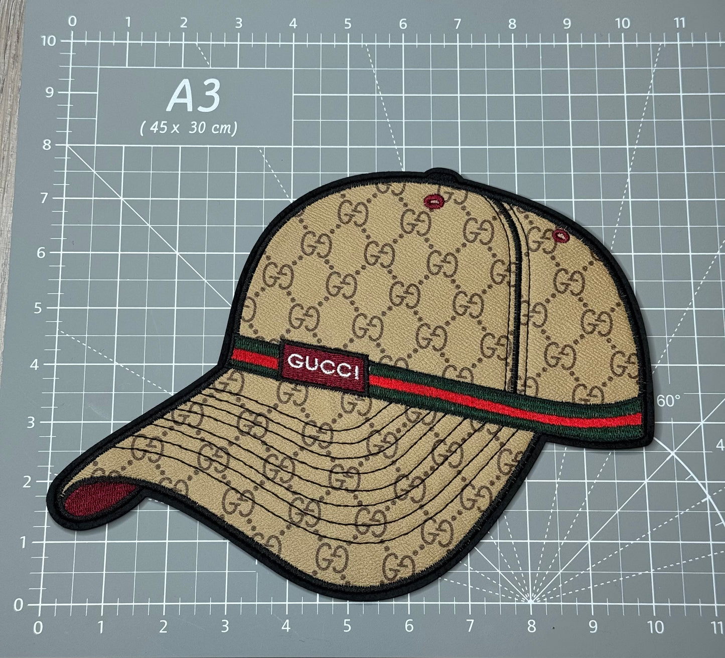 XL Leather fabric G.G Baseball Hat Patch