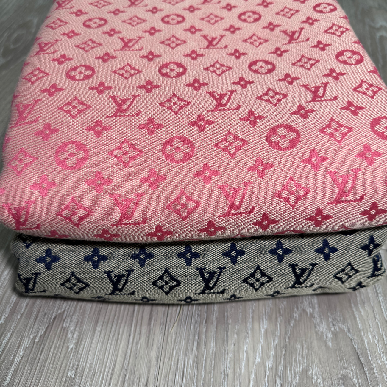 L02 Jacquard Monogram Fabric - Mixed Tone Blue