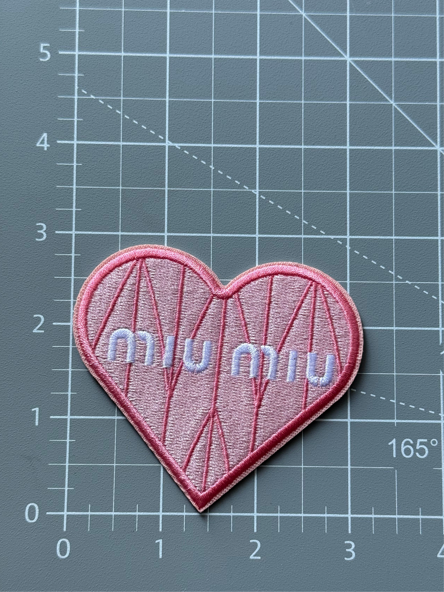 Miu pink heart iron-on patch