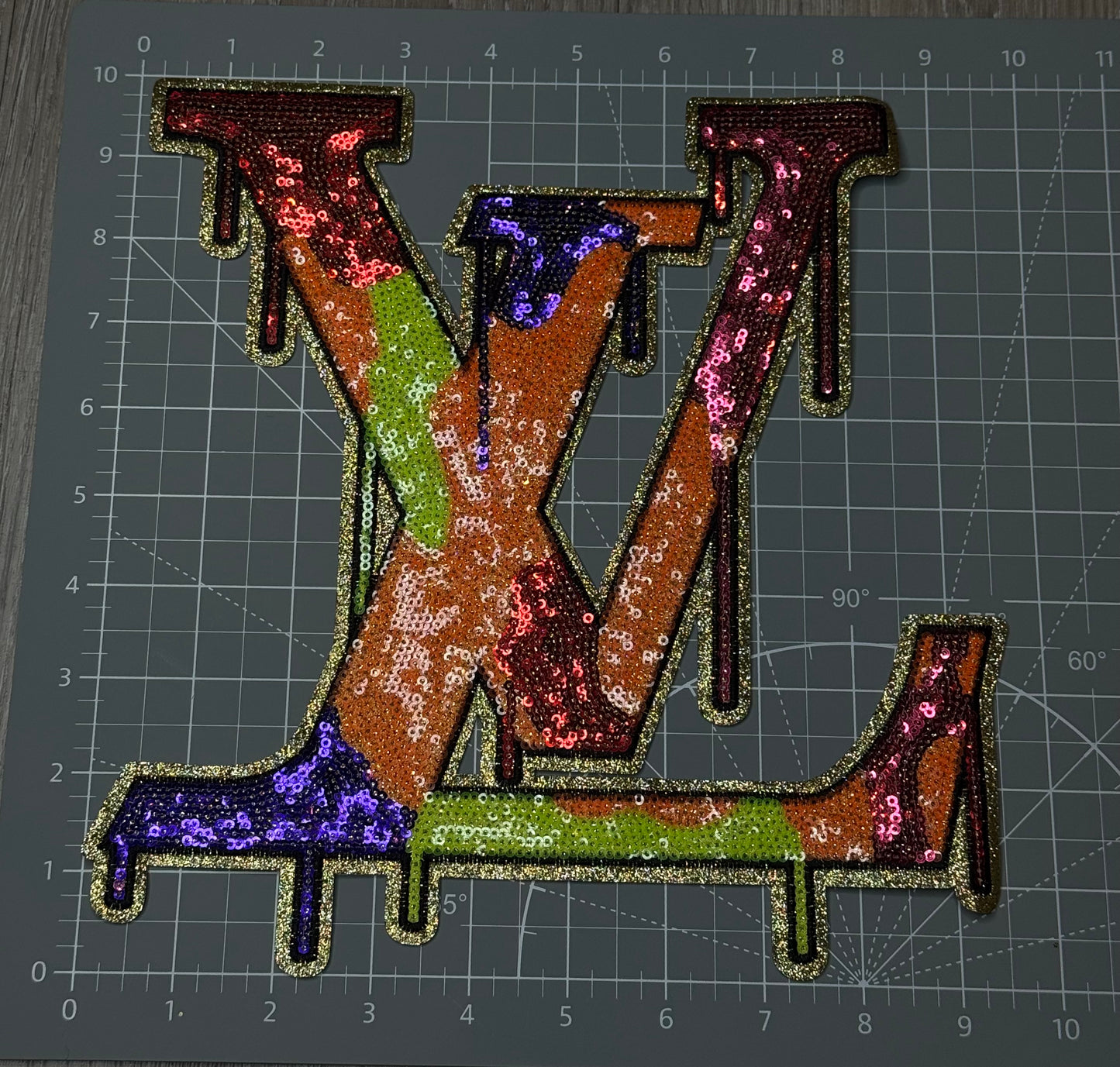 XL Multi colour sequin drip patch
