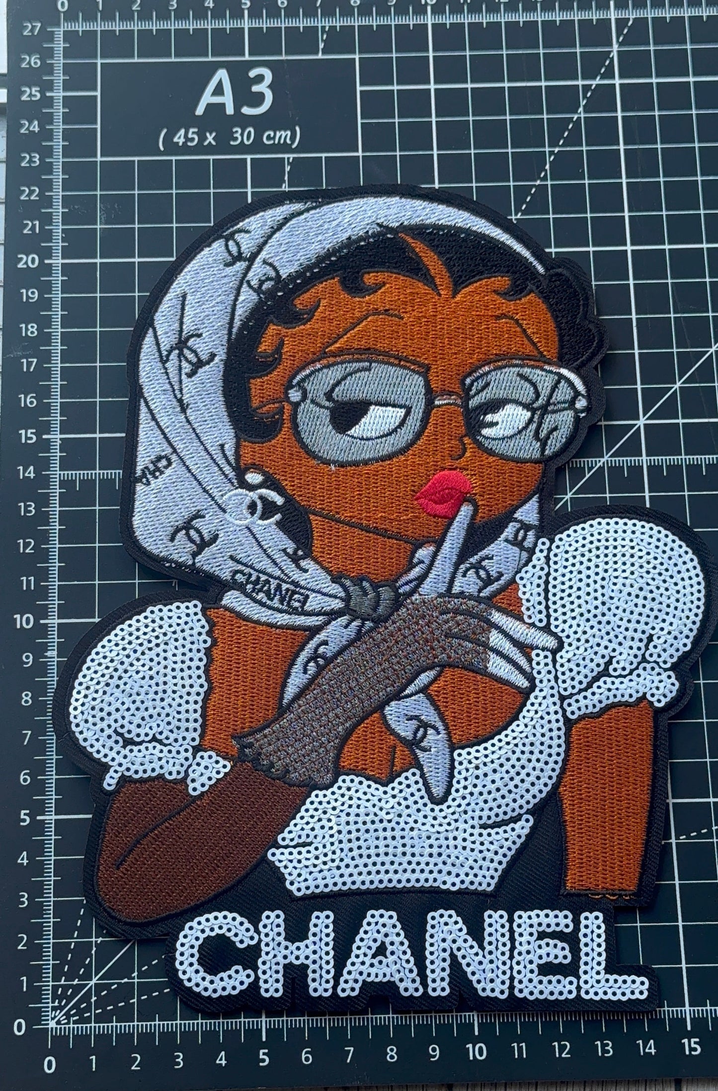 XL Iron on Chanel Patch -