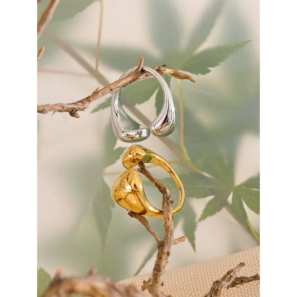 18K Gold Plated Waterproof Stainless Steel Adjustable Ring