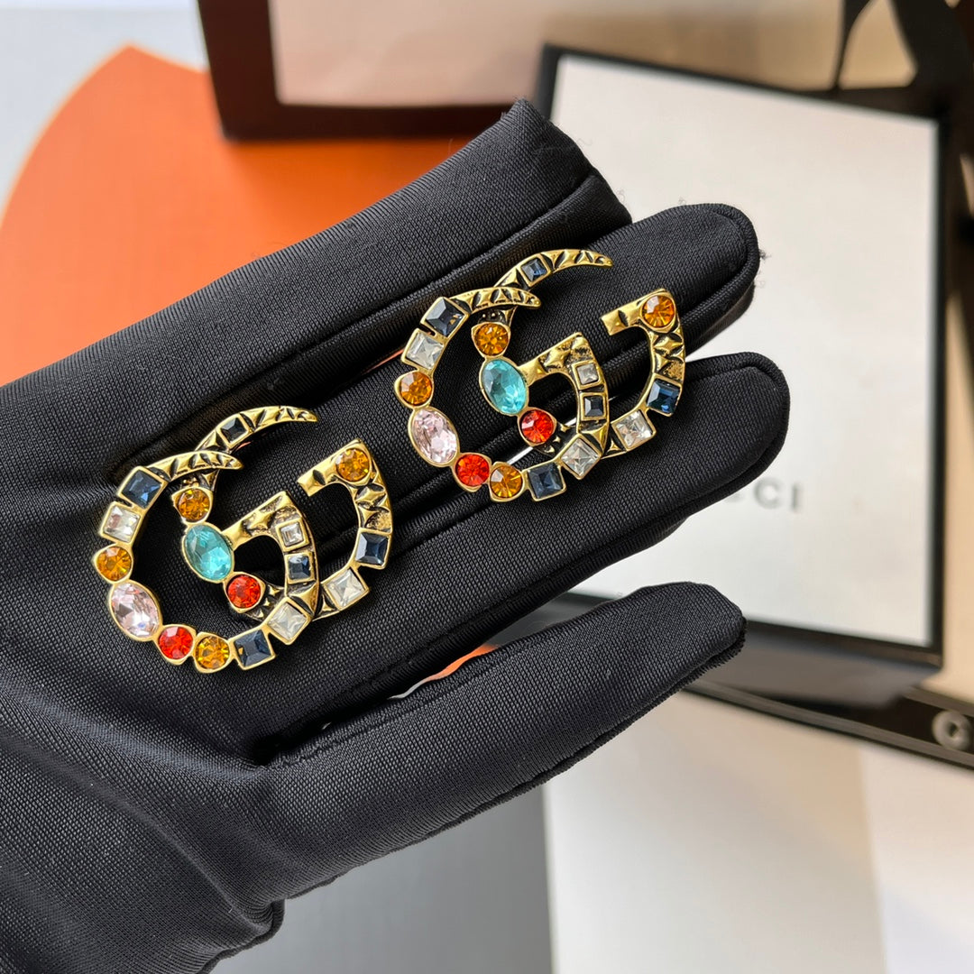 High-End G.G Colored Gem Earrings