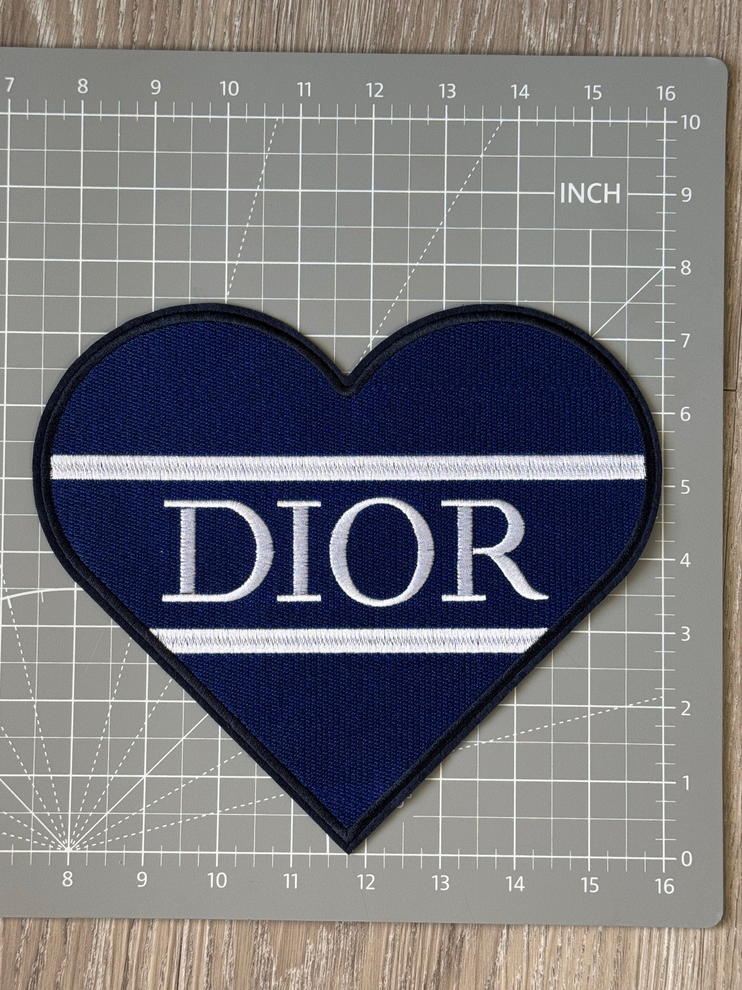 Blue Heart D Iron on Patch