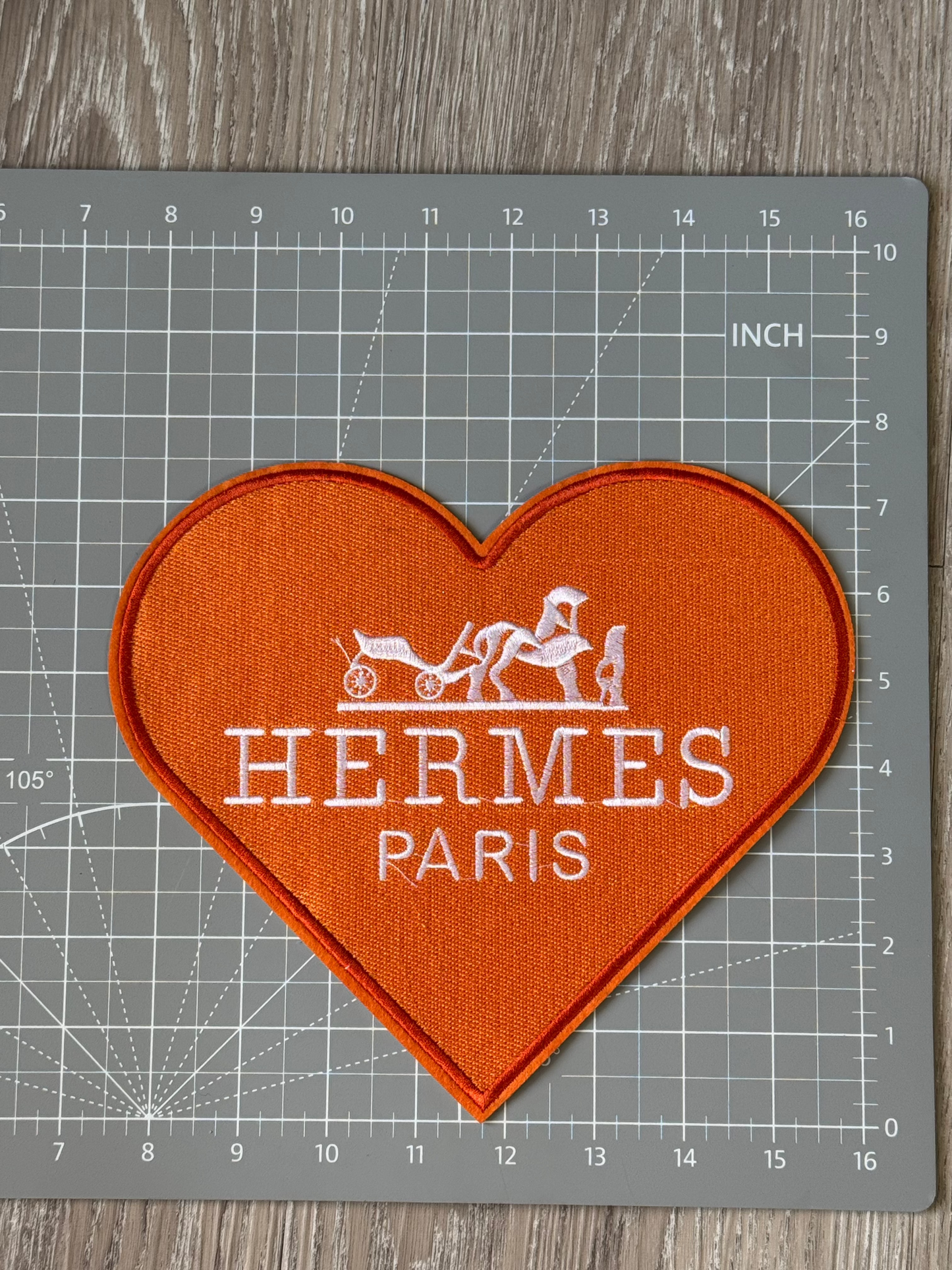 Orange Heart H. Iron-on Patch