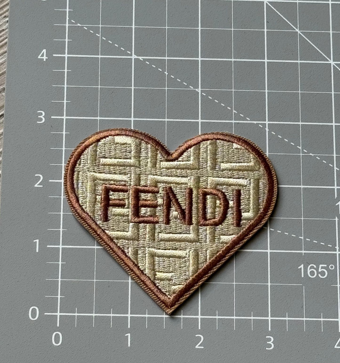 Brown Heart F Embroidery Patch