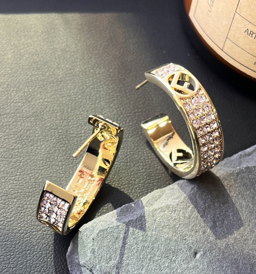 High Quality Luxury Hoop Women's Earrings - Gold