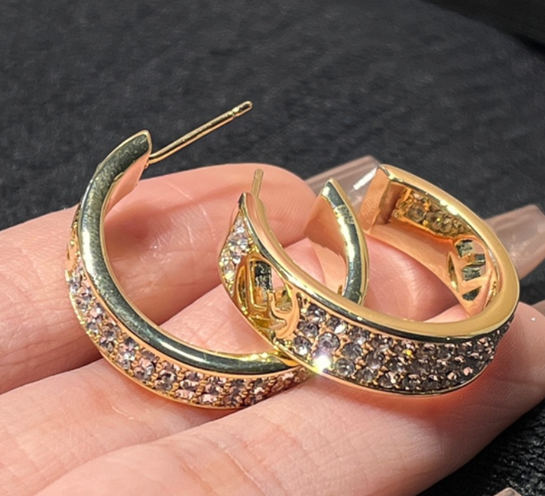 High Quality Luxury Hoop Women's Earrings - Gold
