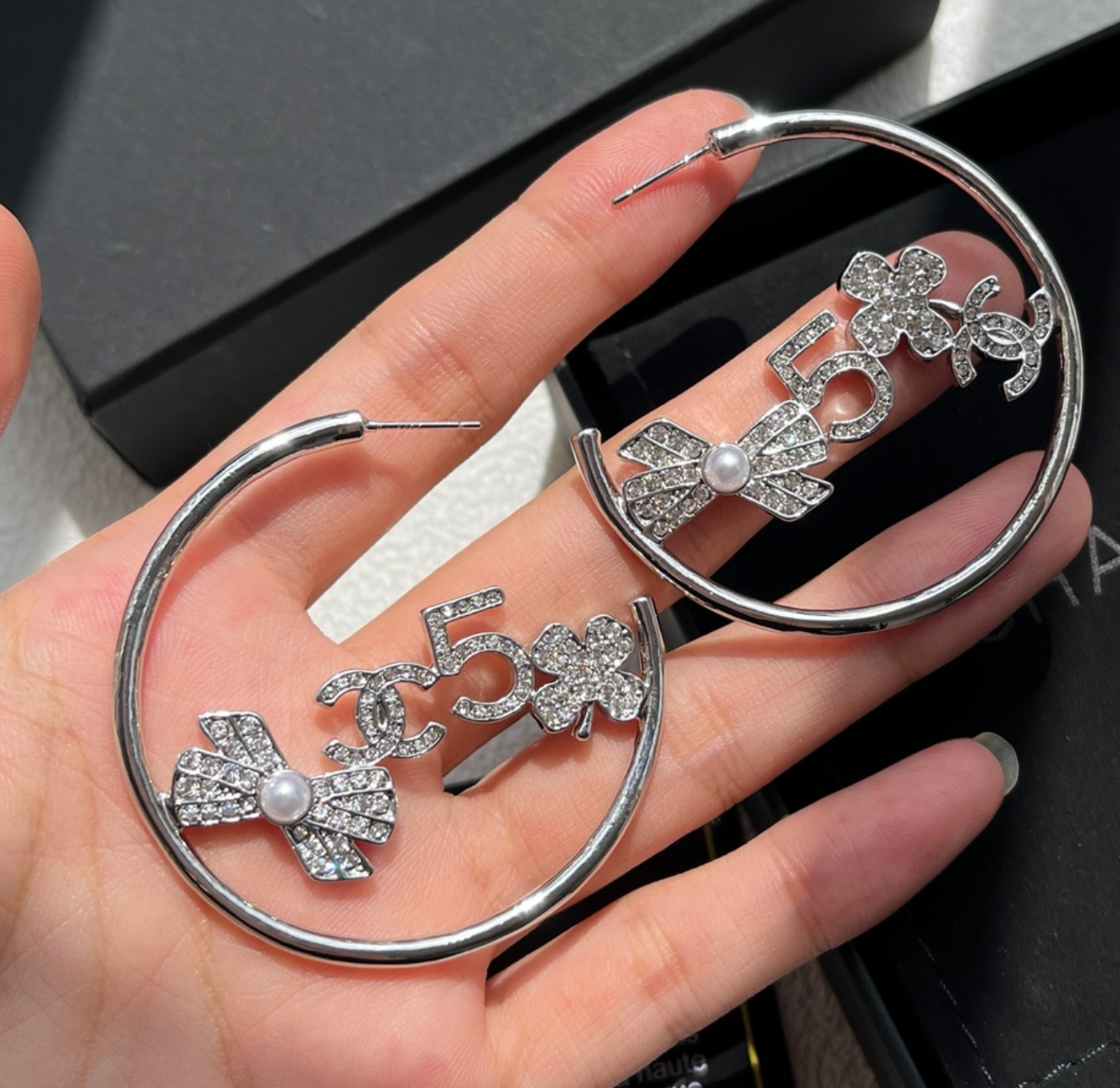 High Quality Luxury Hoop Women's Earrings - Silver