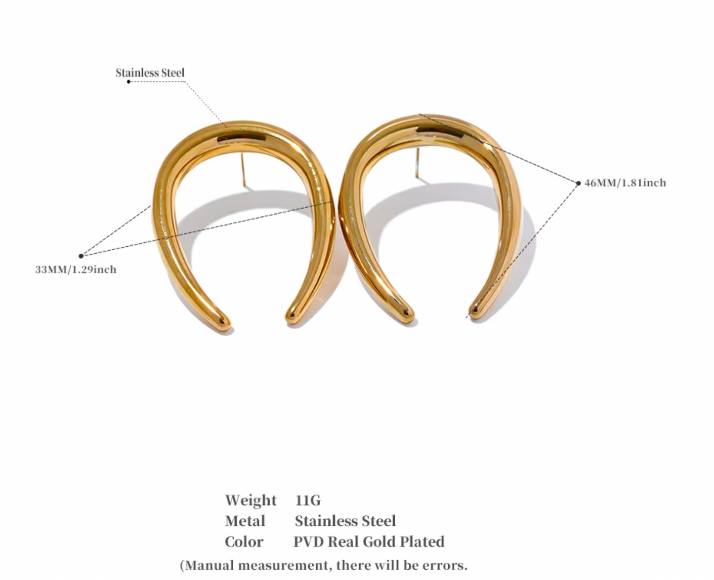 Hollow Real Gold Plated Women's Earring