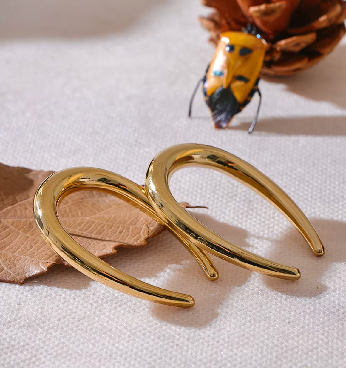 Hollow Real Gold Plated Women's Earring