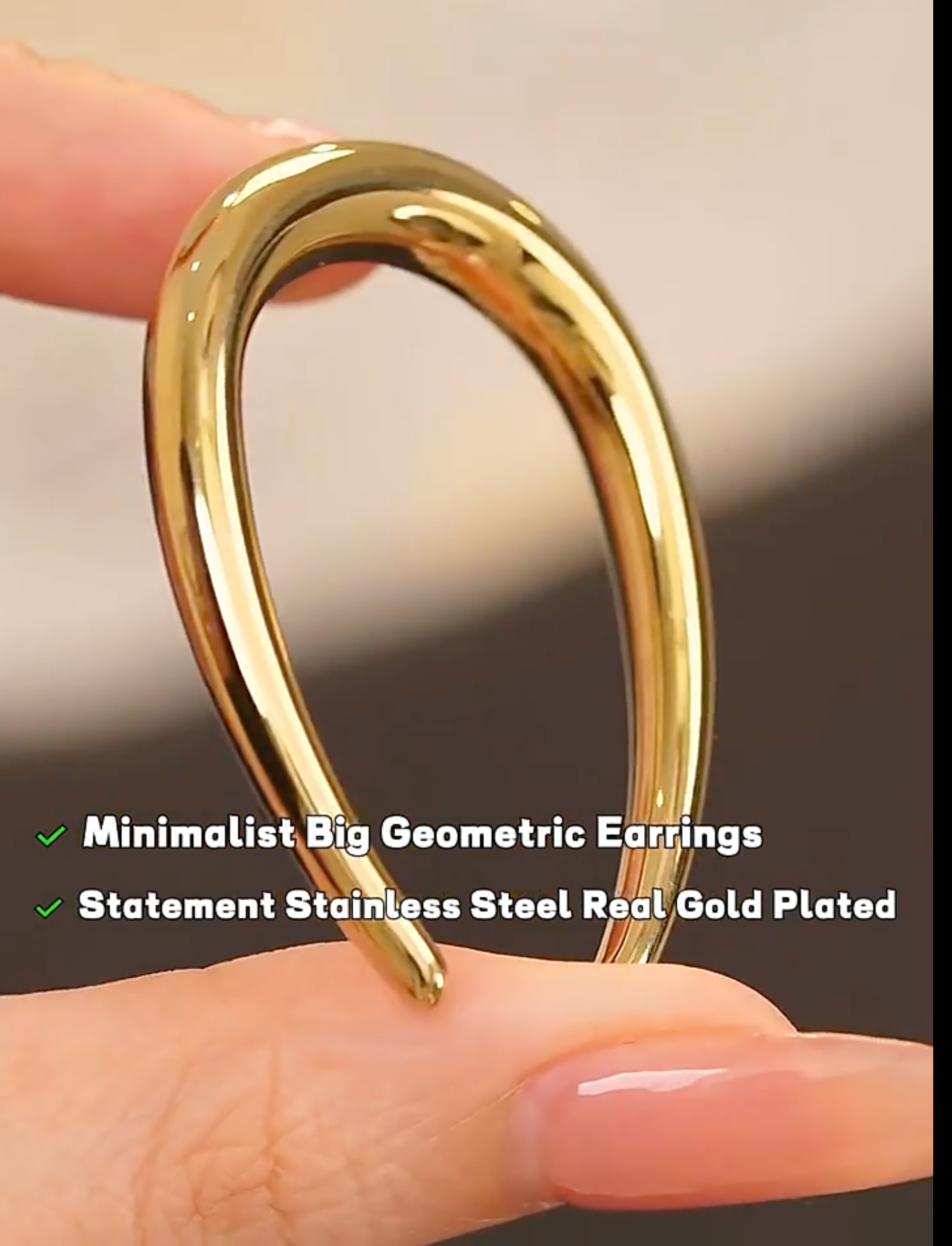 Hollow Real Gold Plated Women's Earring