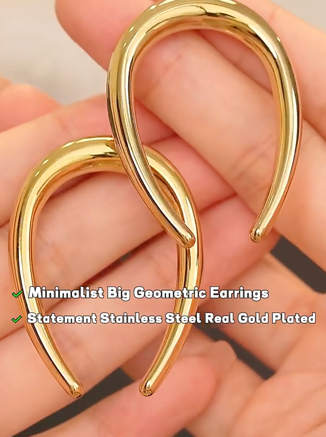 Hollow Real Gold Plated Women's Earring