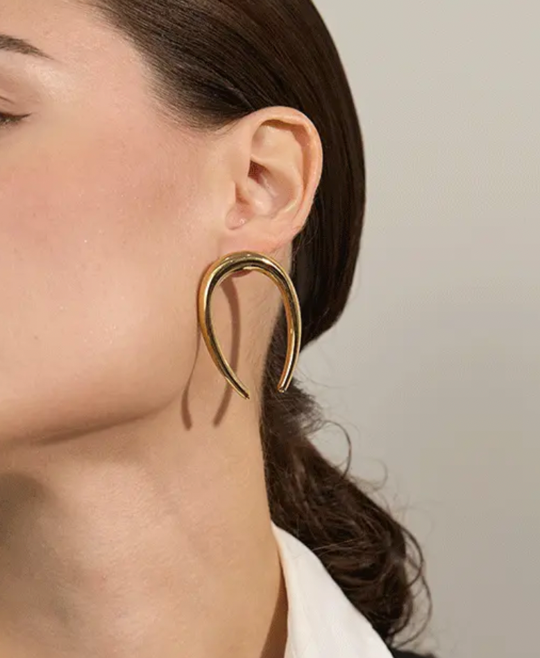 Hollow Real Gold Plated Women's Earring