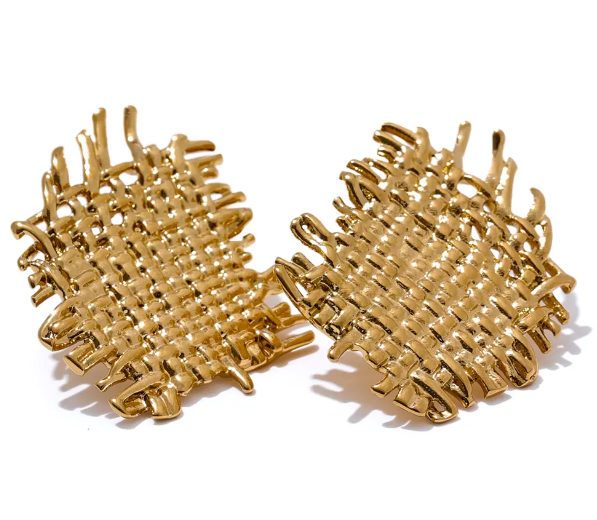 Unique Metal Geometric Statement Unusual 18K Gold Plated