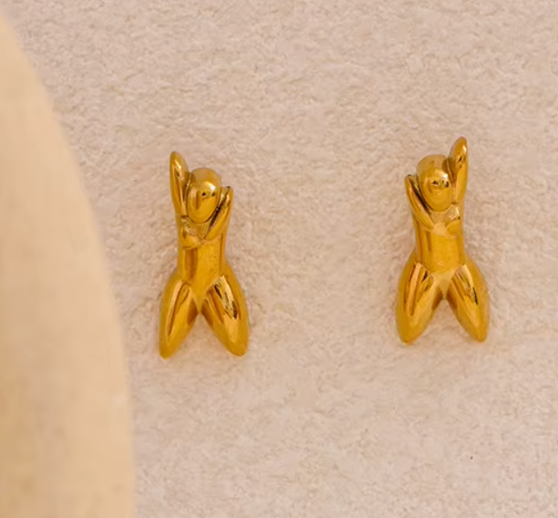 Abstract Human Stud Earrings 18K Gold Plated