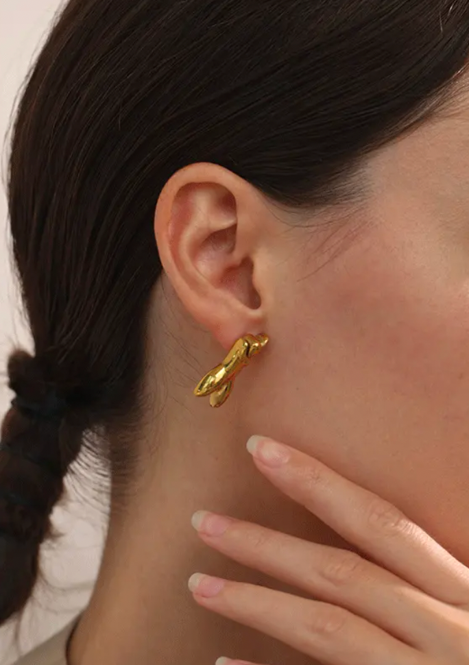 Abstract Human Stud Earrings 18K Gold Plated