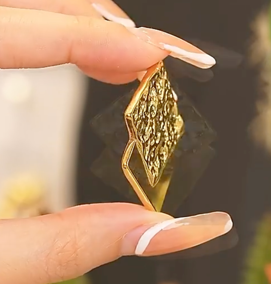 Hammer Square 18K Real Gold Plated Earrings