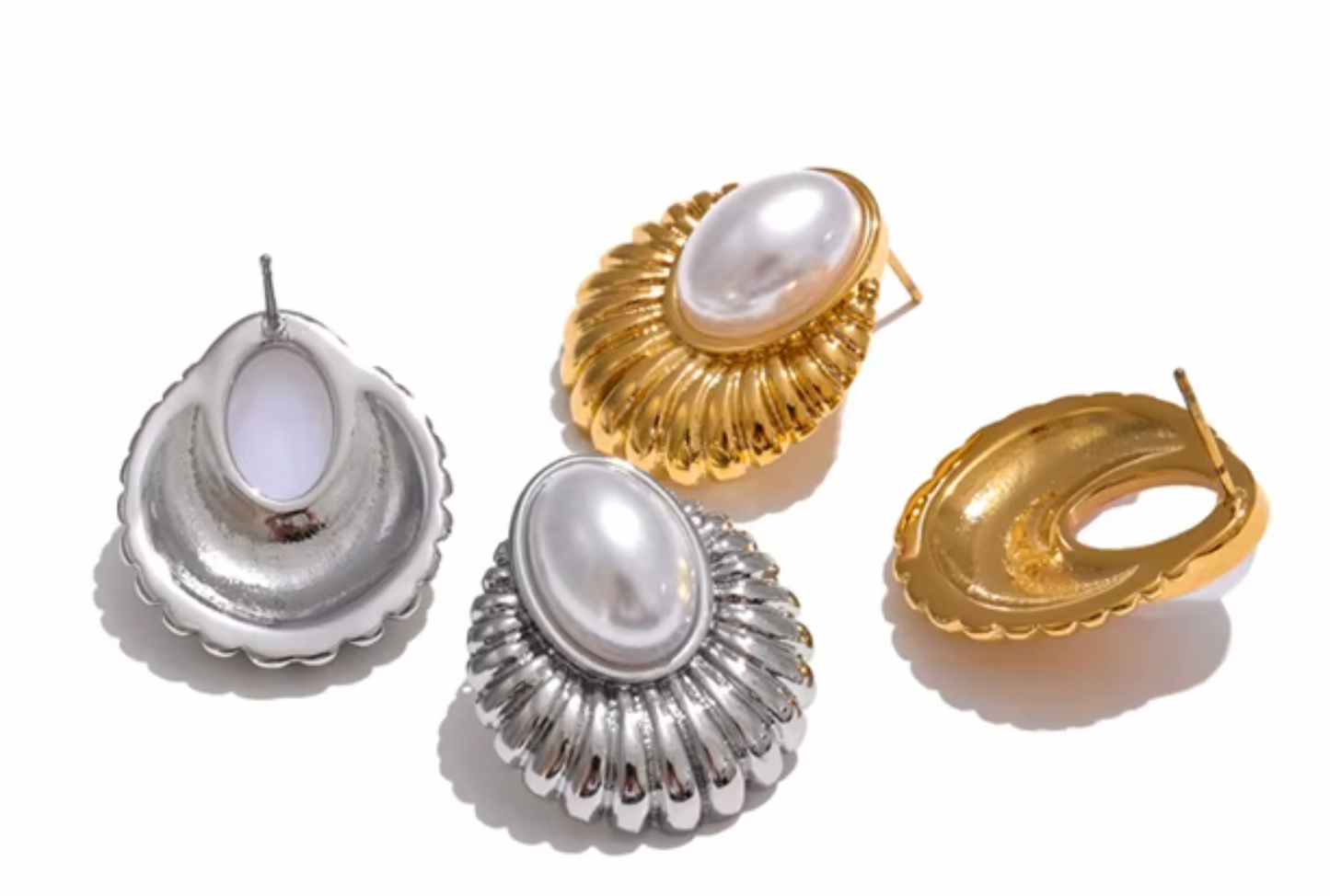Simulated-Pearl 18K Real Gold Plated Earrings