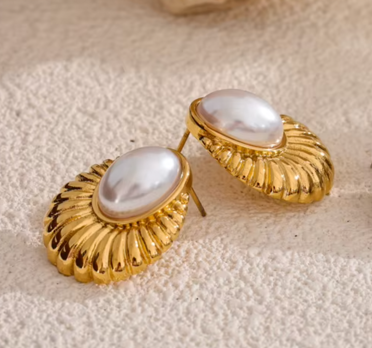 Simulated-Pearl 18K Real Gold Plated Earrings