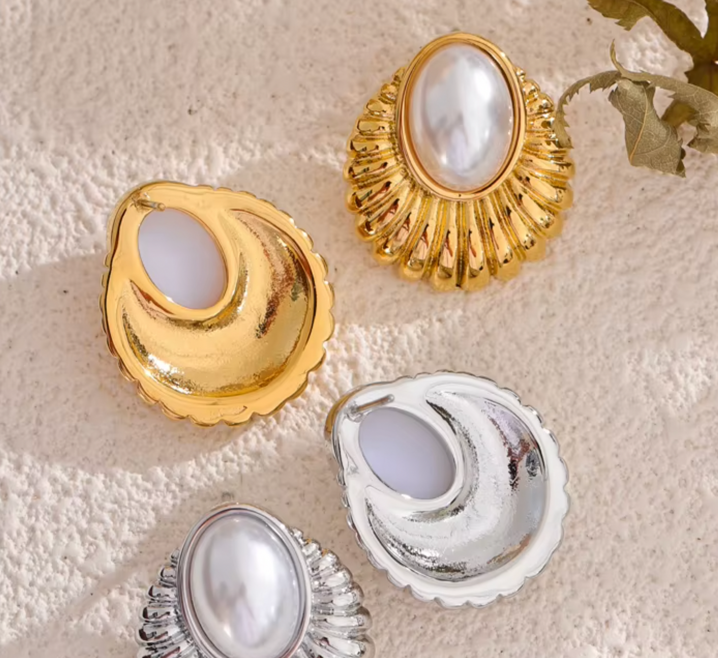Simulated-Pearl 18K Real Gold Plated Earrings