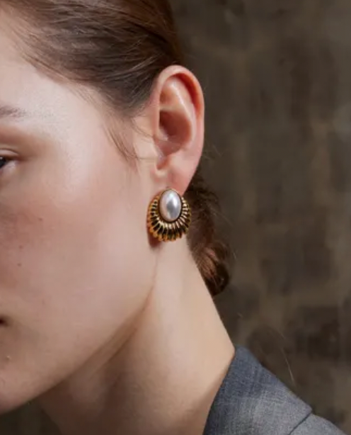 Simulated-Pearl 18K Real Gold Plated Earrings