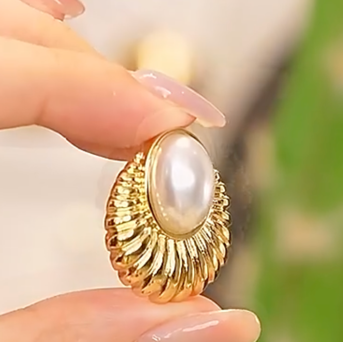 Simulated-Pearl 18K Real Gold Plated Earrings