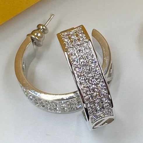 Copper micro-set with zircon F.F Hoop Earrings