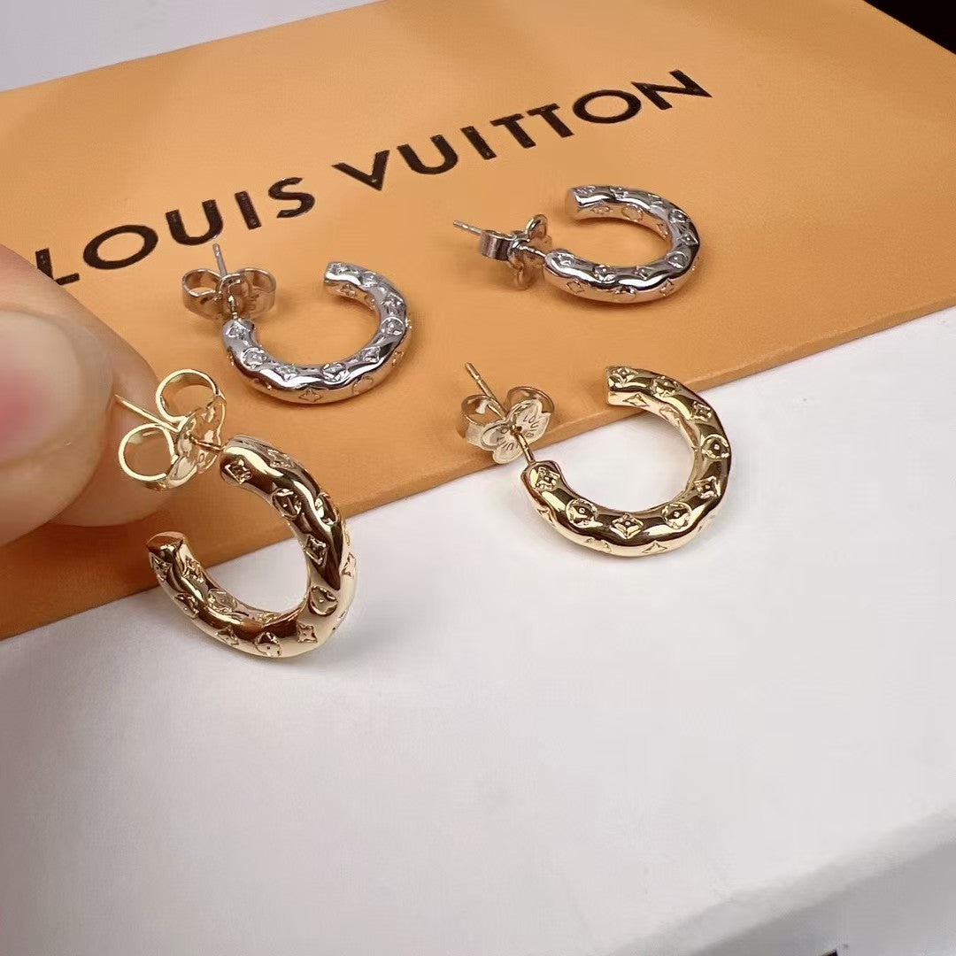 L.V Inspired Stain Steel Silver Hoop earrings