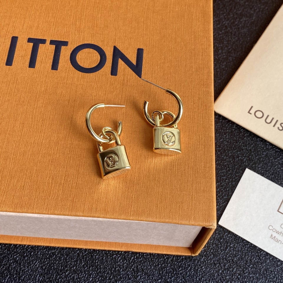 L.V Inspired Padlock Gold plated Earrings