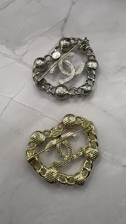 High Quality C.C Heart Brooch pin