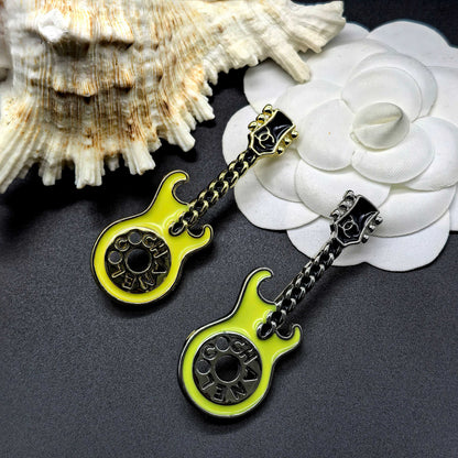 Luxury C.C Silver Guitar brooch