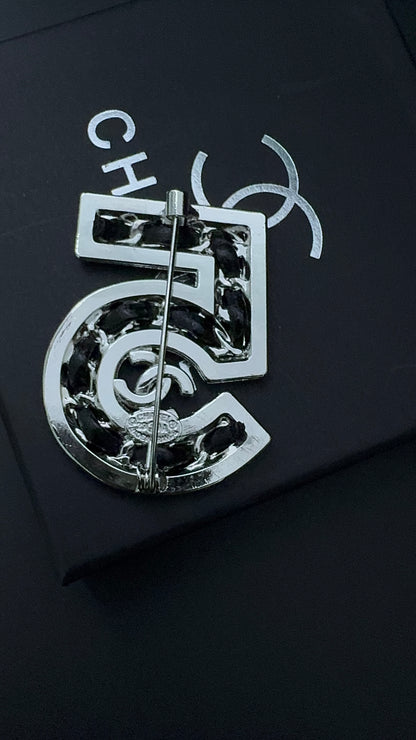 Luxury C.C No. 5 Silver Brooch pin