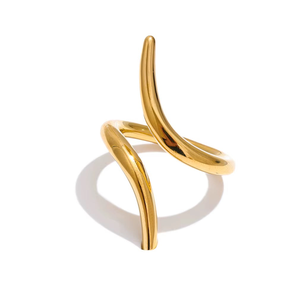 18K Gold plated Spiral Minimalist Adjustable Ring