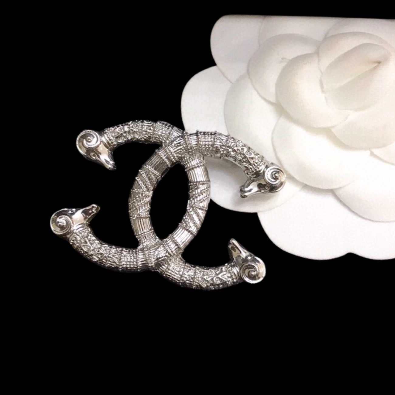 Luxury C.C Silver Brooch pin