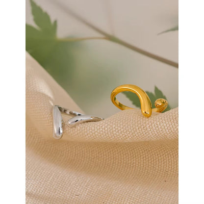 18K Gold Plated Hypoallergenic Minimalist Chic Adjustable Stainless Steel Ring