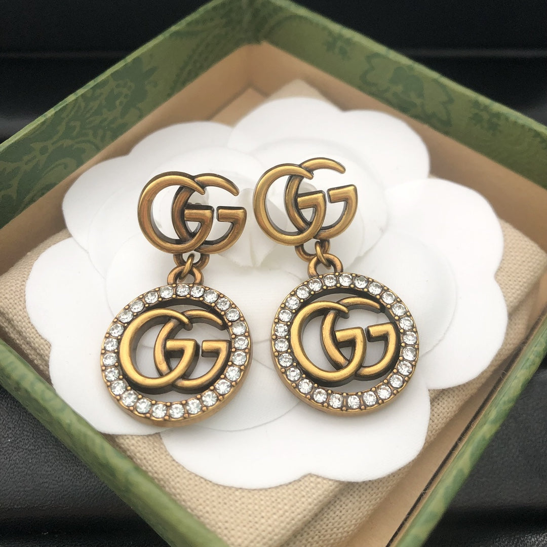 High-End Gold-plated bronze G.G Drop Earrings