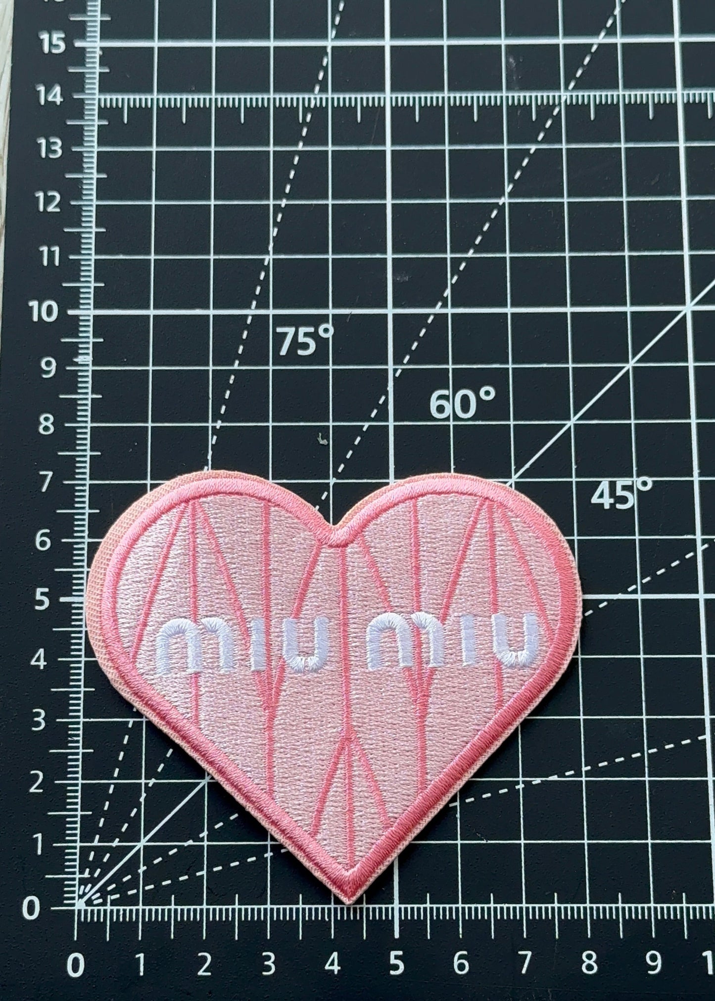 Miu pink heart iron-on patch