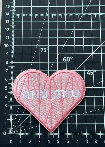 Miu pink heart iron-on patch