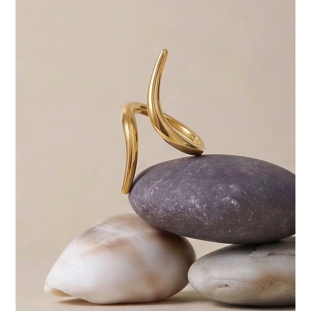 18K Gold plated Spiral Minimalist Adjustable Ring