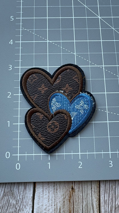 Leather & Denim Heart LV patch