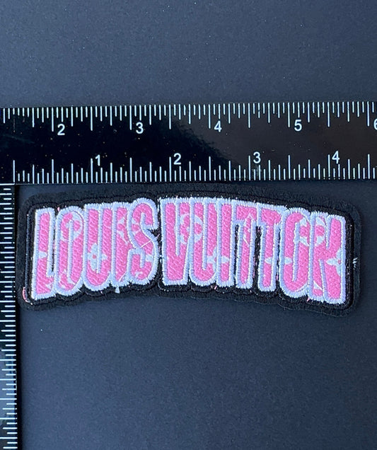 L. Pink leather Logo patch