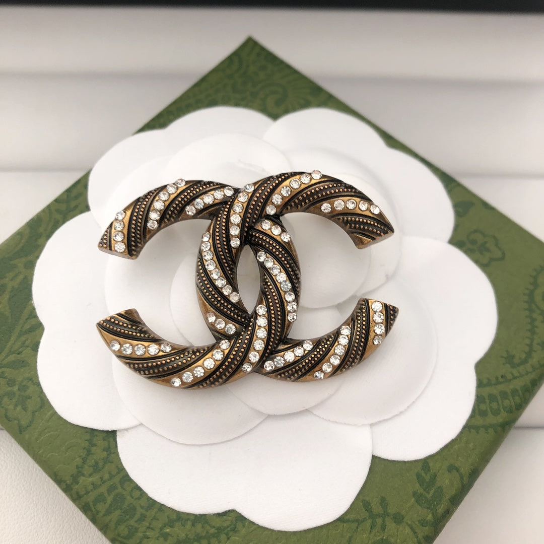Luxury C.C Brass Brooch pin