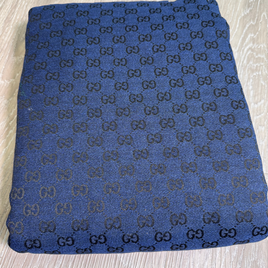 GG Designer Inspired Jacquard Fabric - Blue G03