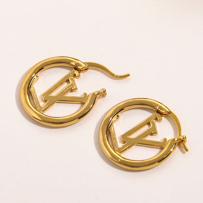 L.V Inspired Copper with micro-set zircon earrings