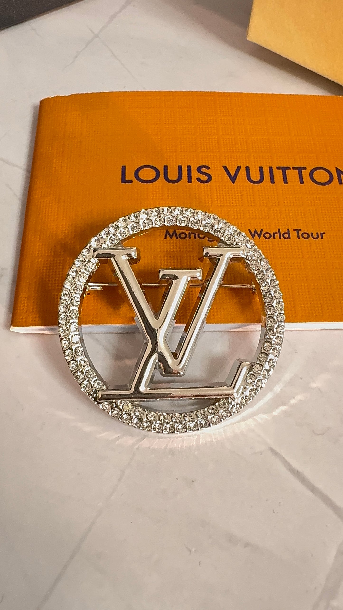 Crystal L V Brooch Pin
