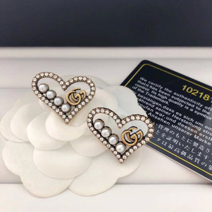 High-End Steel G.G Heart Earrings