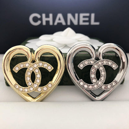 Luxury C.C silver dangle pin brooch